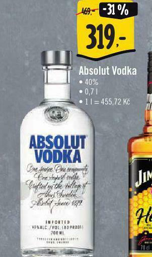 Jip Absolut vodka nabídka