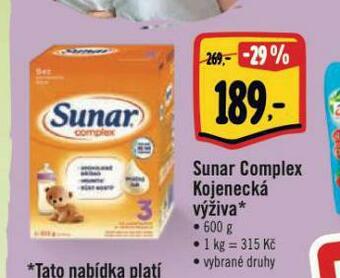 Albert Sunar complex kojenecká výživa nabídka