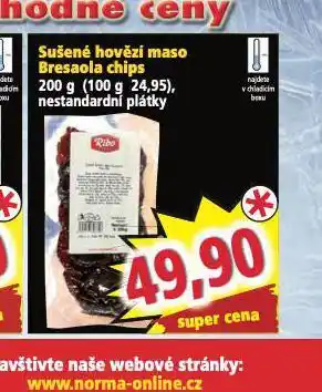 Norma Sušené hovězí maso bresaola chips nabídka