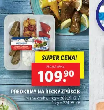 Lidl Předkrmy na řecký způsob nabídka