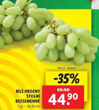 Lidl Bílé hrozny stolní bezsemenné nabídka