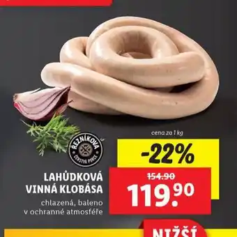 Lidl Lahůdková vinná klobása nabídka