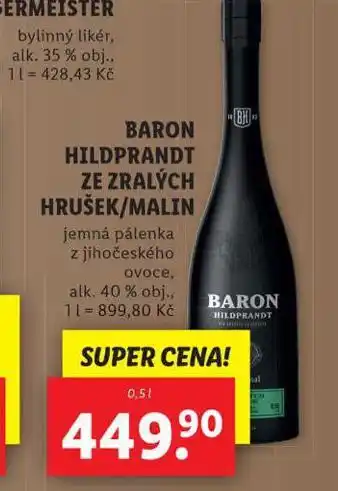 Lidl Baron hildprandt ze zralých hrušek / malin nabídka