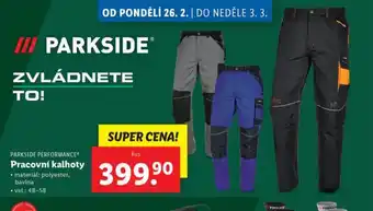 Lidl Parkside pracovní kalhoty nabídka