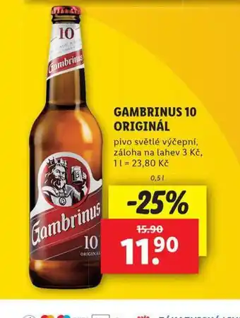 Lidl Pivo gambrinus originál nabídka