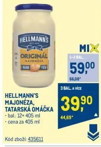 Makro HELLMANN'S MAJONÉZA, TATARSKÁ OMÁČKA nabídka