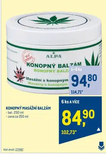 Makro KONOPNÝ MASÁŽNÍ BALZÁM nabídka