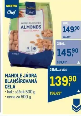 Makro MANDLE JÁDRA BLANŠÍROVANÁ CELÁ nabídka