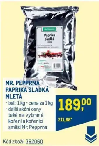 Makro MR. PEPPRNA PAPRIKA SLADKÁ MLETÁ nabídka
