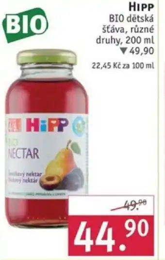 Rossmann HIPP BIO dětská šťáva nabídka