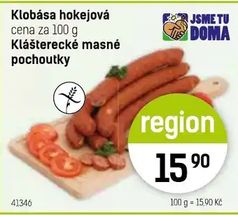 Konzum Klobása hokejová cena za 100 g Klášterecké masné pochoutky nabídka