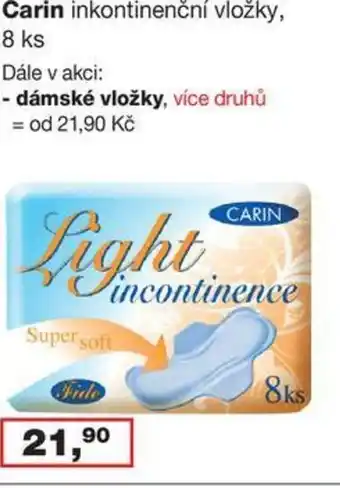 Ráj drogerie Carin inkontinenční vložky, 8 ks nabídka