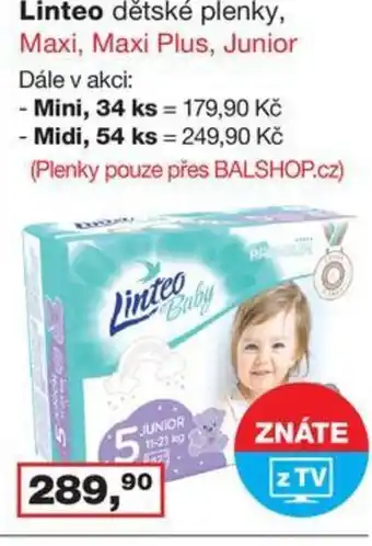 Ráj drogerie Linteo dětské plenky, Maxi, Maxi Plus, Junior nabídka