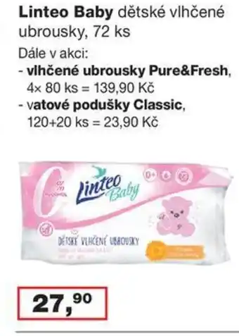 Ráj drogerie Linteo Baby dětské vlhčené ubrousky, 72 ks nabídka