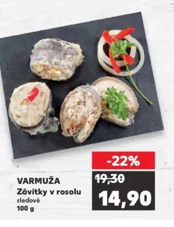 Kaufland VARMUŽA Závitky v rosolu sledové 100 g nabídka