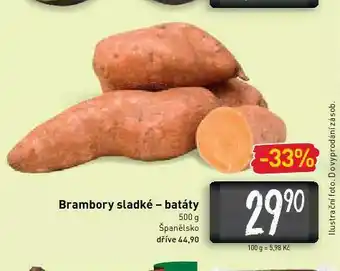 Billa Batáty - sladké brambory nabídka