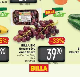 Billa Bio hrozny révy vinné tmavé nabídka