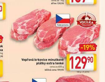 Billa Vepřová krkovice minutkové plátky extra tenké nabídka