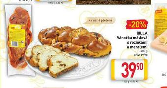 Billa Billa vánočka máslová s rozinkami a mandlemi nabídka
