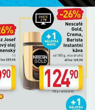 Billa Nescafé gold, crema, barista, espresso instantní káva nabídka
