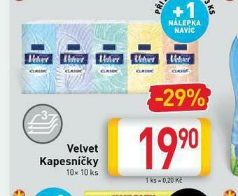 Billa Velvet kapesníčky nabídka