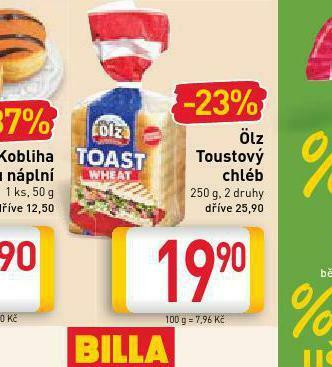Billa Ölz toustový chléb nabídka