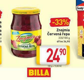 Billa Znojmia červená řepa nabídka