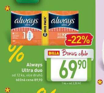 Billa Always ultra duo nabídka