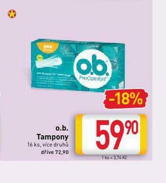Billa O.b. tampony nabídka