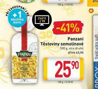 Billa Panzani těstoviny semolinové nabídka