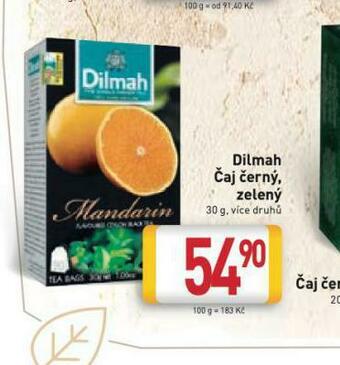 Billa Dilmah černý čaj, zelený čaj nabídka