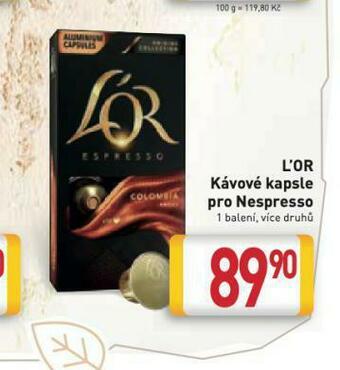Billa L´or kávové kapsle pro nespresso nabídka
