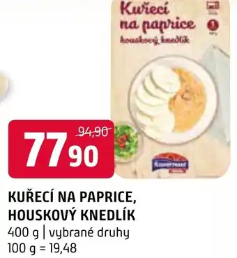 Terno KUŘECÍ NA PAPRICE, HOUSKOVÝ KNEDLÍK nabídka