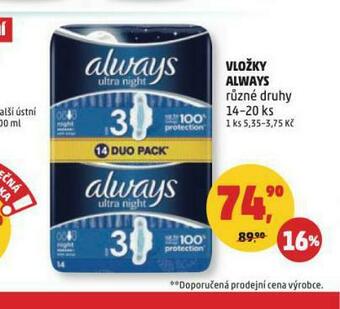 Penny Market Always vložky nabídka