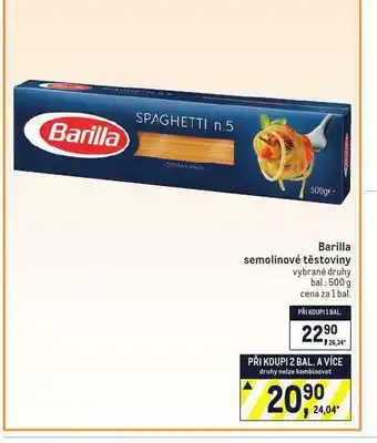 Makro Barilla semolinové těstoviny nabídka