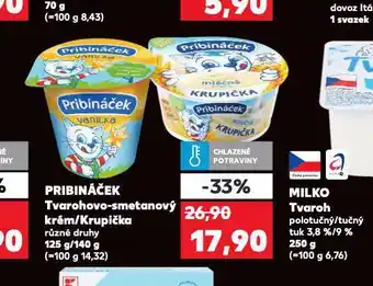 Kaufland Pribináček tvarohov-smetanový krém nabídka