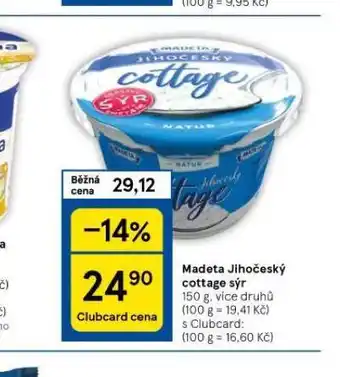 Tesco Madeta jihočeský cottage sýr nabídka