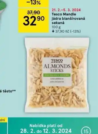 Tesco mandle jádra blanšírovaná sekaná
