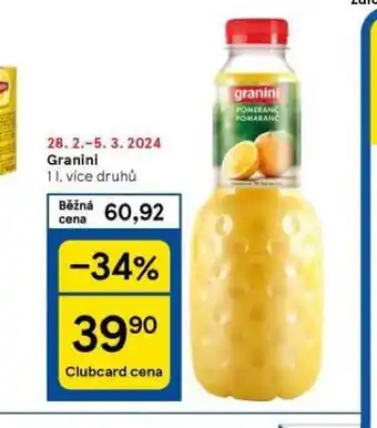 Tesco Granini nabídka