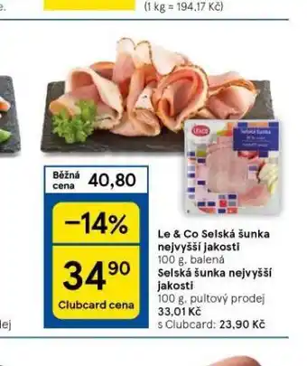 Tesco Selská šunka nejvyšší jakosti nabídka