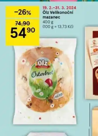 Tesco Ölz velikonoční mazanec nabídka