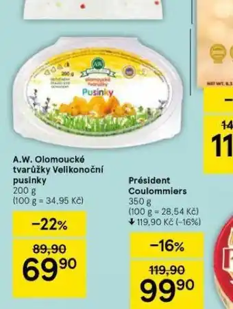 Tesco A.w. olomoucké tvarůžky velikonoční pusinky nabídka