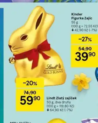 Tesco Lindt zlatý zajíček nabídka