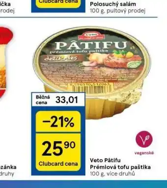 Tesco Veto patifu prémiová tofu paštika nabídka