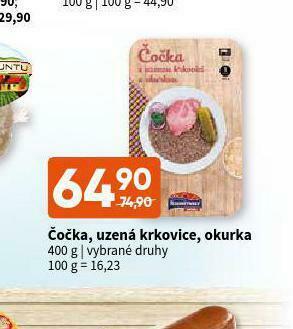 Terno Čočka, uzená krkovice, okurka nabídka