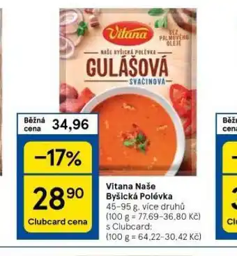 Tesco Vitana naše byšická polévka nabídka