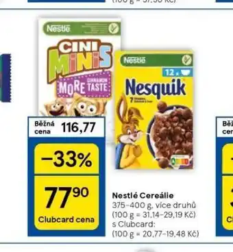 Tesco Nestlé cereálie nabídka