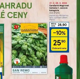 Tesco Garafarm magrovet semena 1. cenová kategorie nabídka