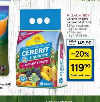 Tesco Cererit hnojivo na ovocné stromy nabídka