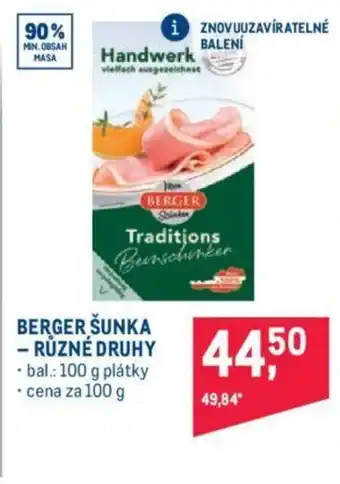 Makro BERGER ŠUNKA - RŮZNÉ DRUHY nabídka